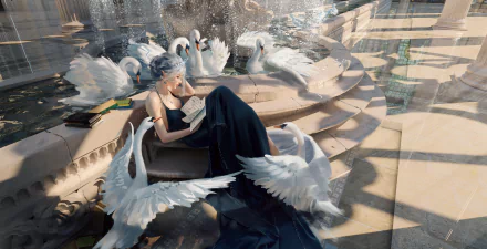  The queen and the swans by Wang Ling