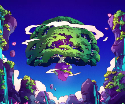 floating island artistic tree HD Desktop Wallpaper | Background Image