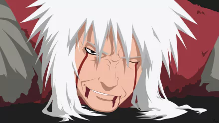 8K Ultra HD anime wallpaper featuring Jiraiya from Naruto with intense expression and white hair, capturing a dramatic moment from the series.