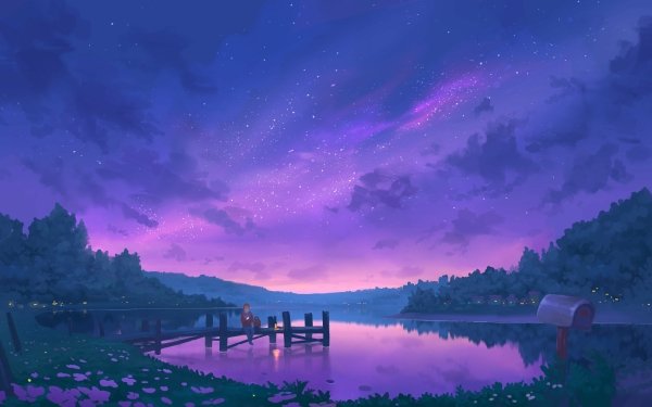 Artistic Night Starry Sky Lake HD Wallpaper | Background Image
