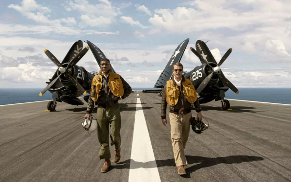 Jonathan Majors Glen Powell movie Devotion HD Desktop Wallpaper | Background Image