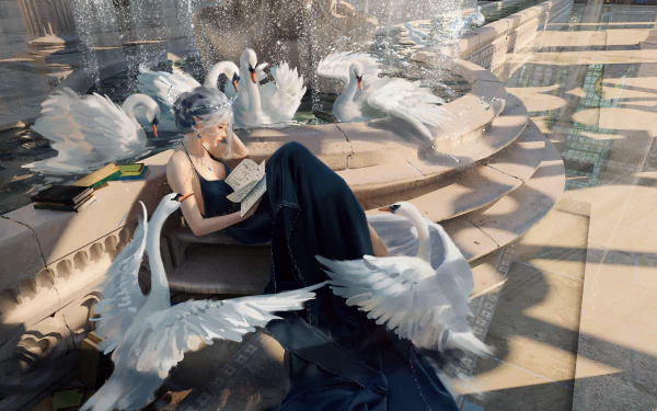  The queen and the swans by Wang Ling