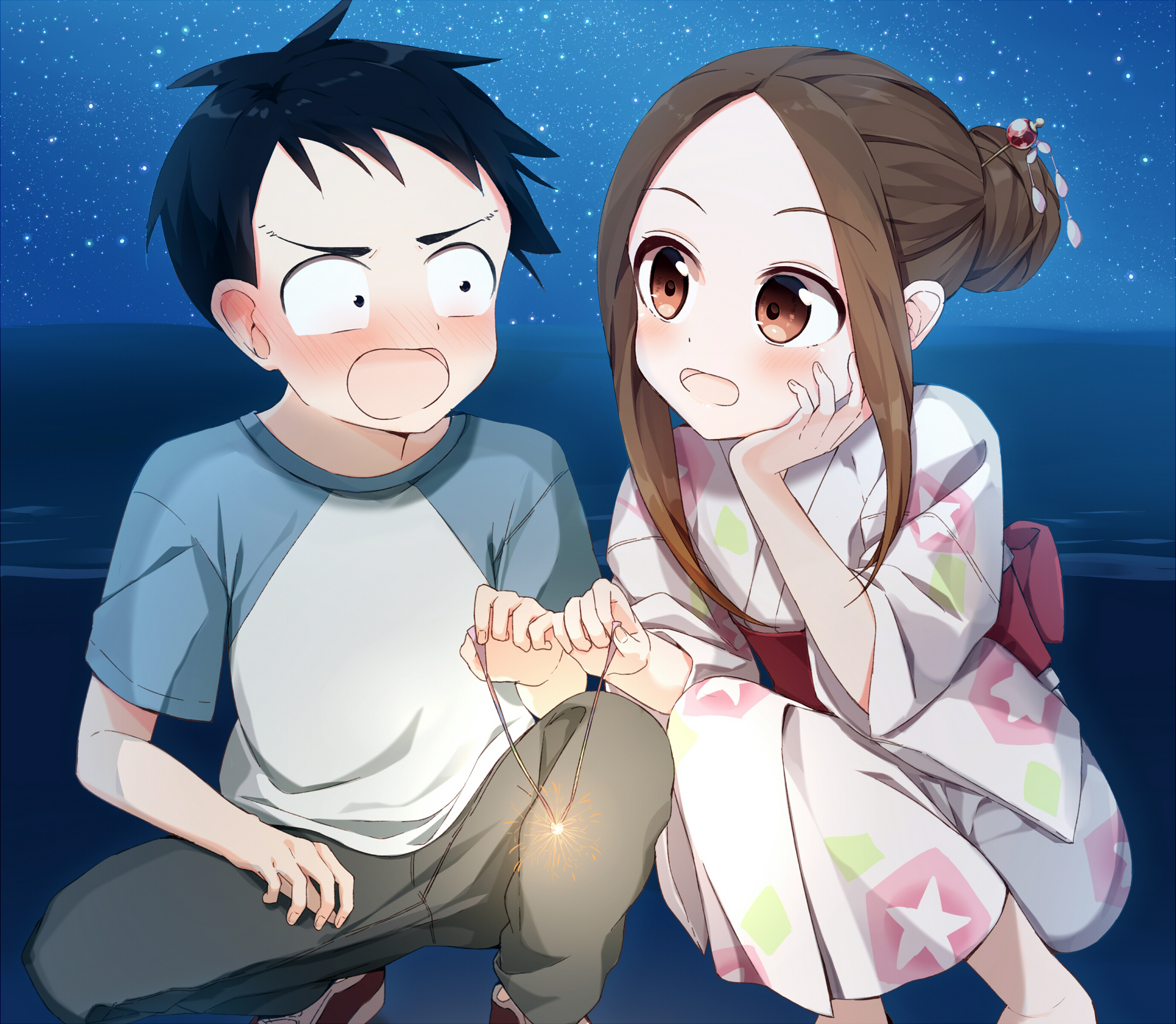 takagi-san and nishikata (karakai jouzu no takagi-san) drawn by