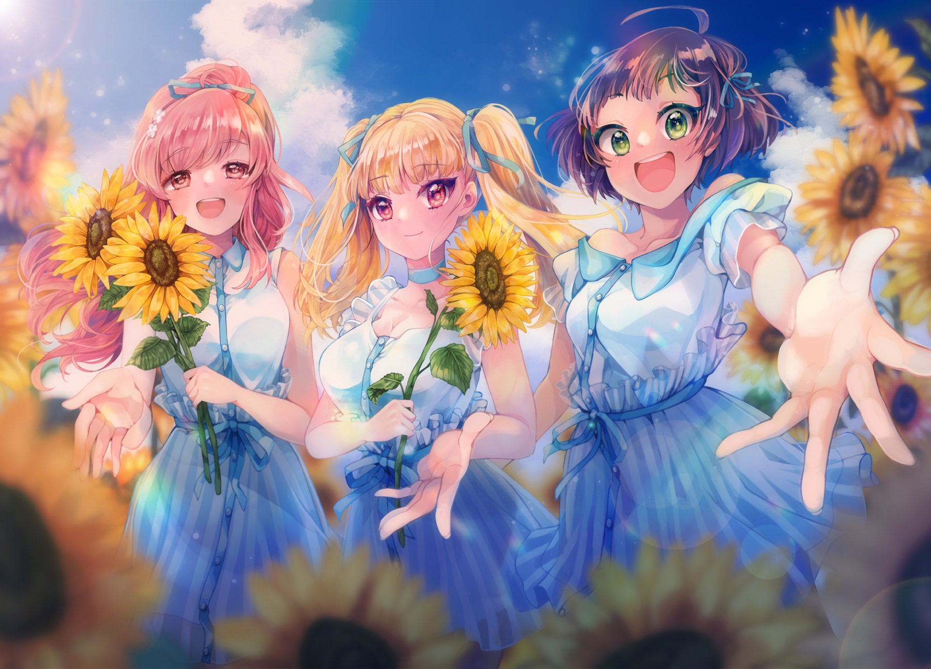 Download Uesugi U. Kyouko Nishizono Honoka Araki Rena Anime Tokyo 7th Sisters HD Wallpaper