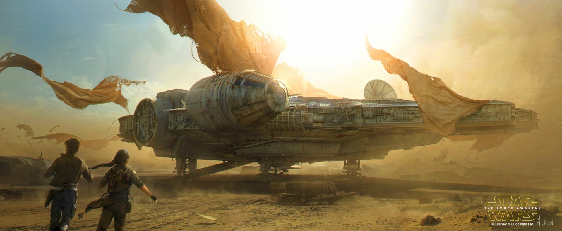 Download Millennium Falcon Movie Star Wars Episode VII: The Force Awakens Jakku (Star Wars) HD Wallpaper by Andree Wallin