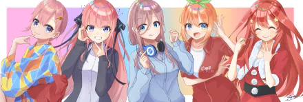 Yotsuba Nakano Nino Nakano Itsuki Nakano Ichika Nakano Miku Nakano Anime The Quintessential Quintuplets HD Desktop Wallpaper | Background Image