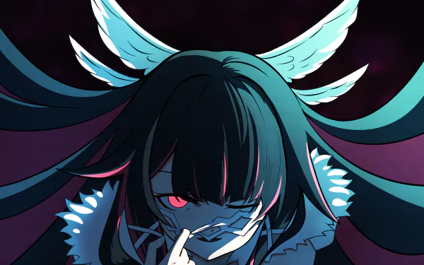 Columbina from Genshin Impact is depicted in this dark, high-definition PC desktop wallpaper featuring striking lighting and detailed character design.