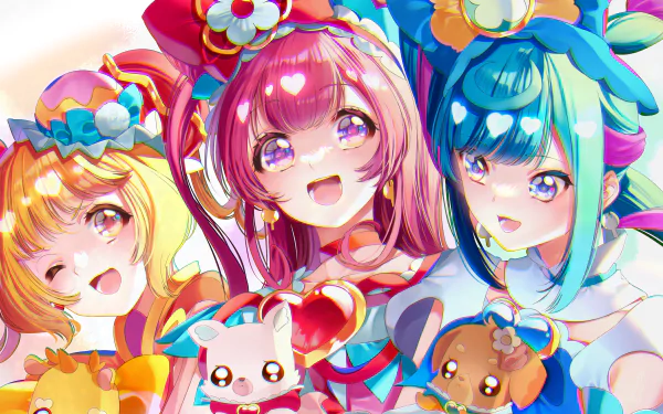 Nagomi Yui Hanamichi Ran Fuwa Kokone Anime Delicious Party Precure HD Desktop Wallpaper | Background Image