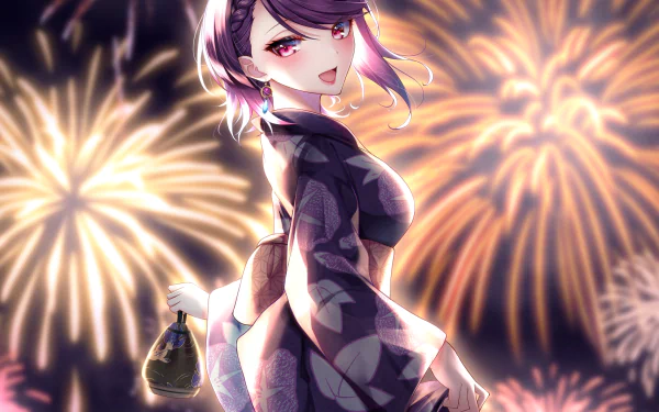 kimono Gundo Mirei Anime Virtual Youtuber HD Desktop Wallpaper | Background Image