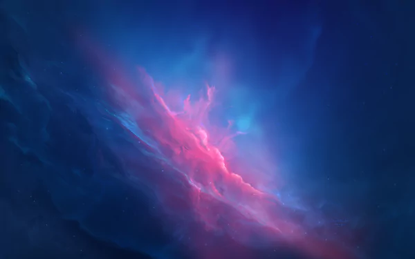 HD desktop wallpaper featuring a vibrant nebula in brilliant blues and pinks set against a dark cosmic background, embodying a spectacular sci-fi space theme.