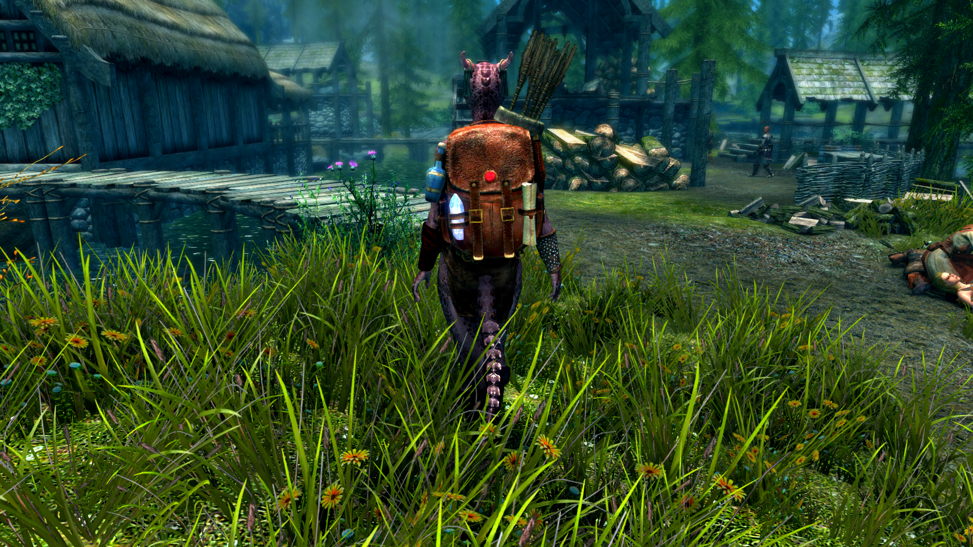 Female Argonian Walking by Riverwood by Michael Moraes