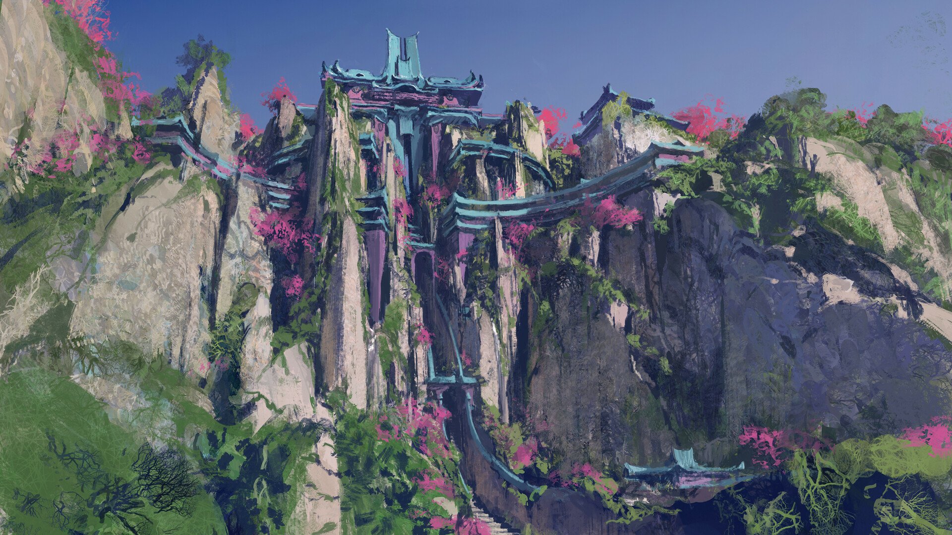 Download Fantasy Building HD Wallpaper by Xiaoyu Wang