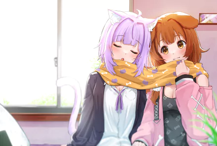 hololive Nekomata Okayu Inugami Korone Anime Virtual Youtuber HD Desktop Wallpaper | Background Image