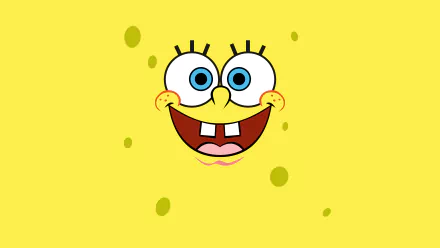 Close-up of SpongeBob SquarePants’ cheerful face on a bright yellow background, presented as a 4K Ultra HD PC desktop wallpaper from the popular TV show.