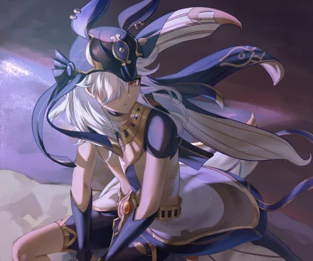 Cyno (Genshin Impact) in a dramatic moonlit pose, detailed anime-style art — HD PC desktop wallpaper and background for the Genshin Impact video game.