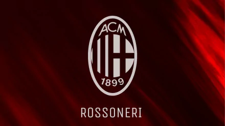 A.C. Milan logo and Rossoneri on a red-black streaked background — 2K Quad HD PC desktop wallpaper, sports.