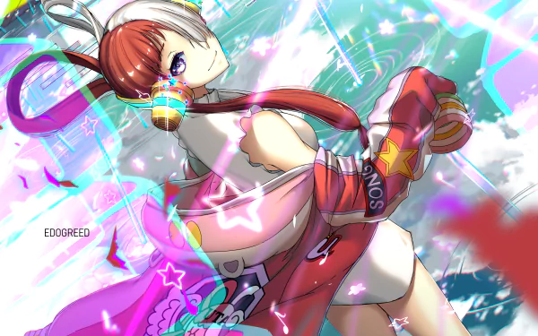 HD PC desktop wallpaper featuring Uta from One Piece in vibrant anime style with dynamic colors and energetic background effects.