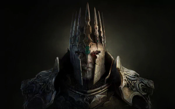 HD desktop wallpaper of King Arthur: Knight's Tale showcasing a knight in ornate armor with a dark, atmospheric background.