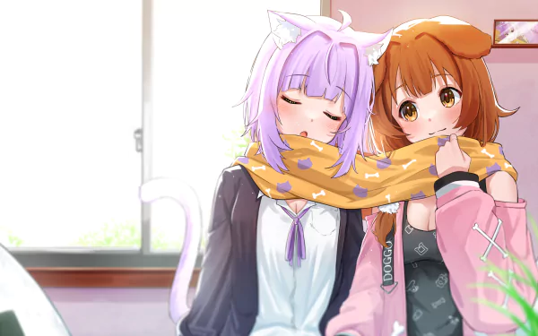 hololive Nekomata Okayu Inugami Korone Anime Virtual Youtuber HD Desktop Wallpaper | Background Image