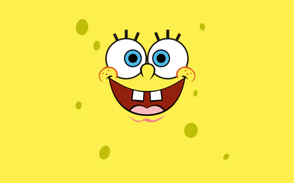 Close-up of SpongeBob SquarePants’ cheerful face on a bright yellow background, presented as a 4K Ultra HD PC desktop wallpaper from the popular TV show.