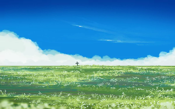 grassland Anime nature HD Desktop Wallpaper | Background Image