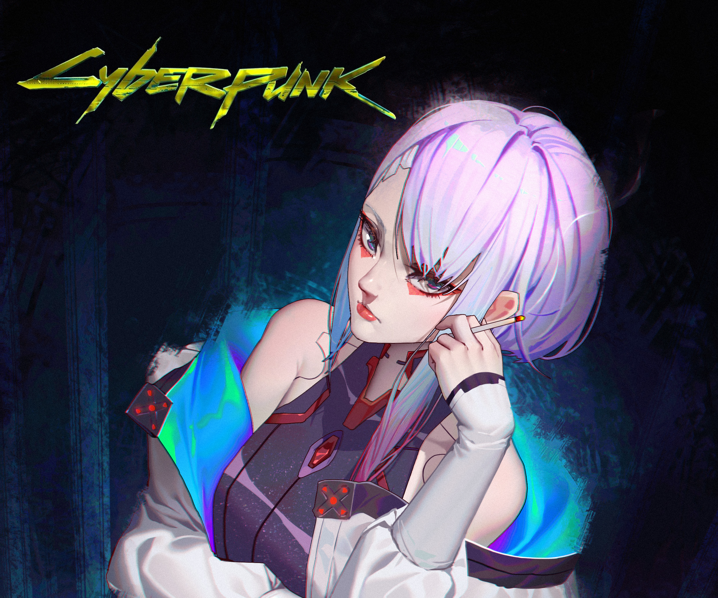 Anime Girl Purple Eyes Cyberpunk, anime-girl, anime, cyberpunk, artist,  artwork, HD wallpaper