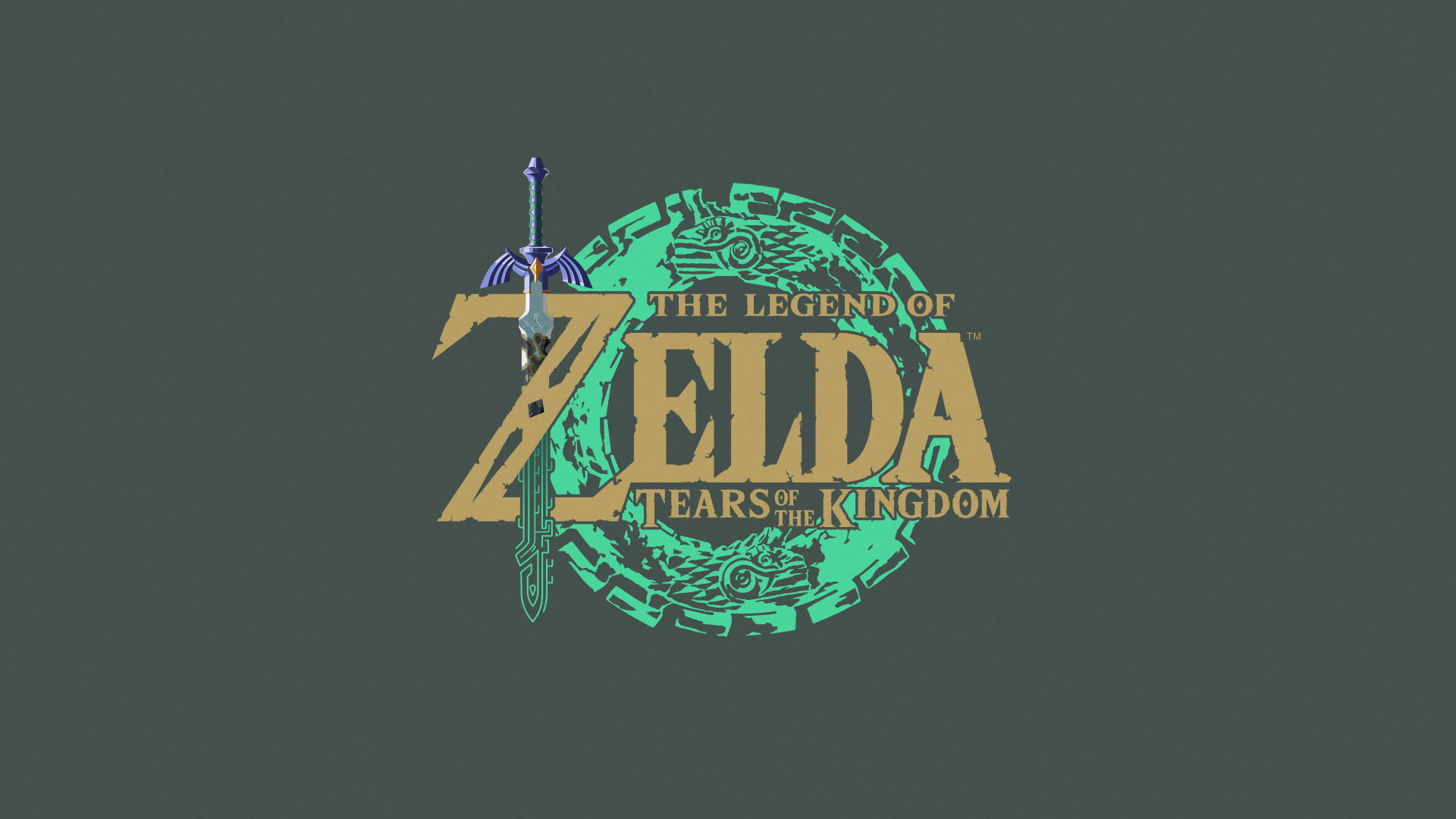 The Legend of Zelda: Tears of the Kingdom logo with the Master Sword, rendered in 8K Ultra HD for PC desktop wallpaper and background use.