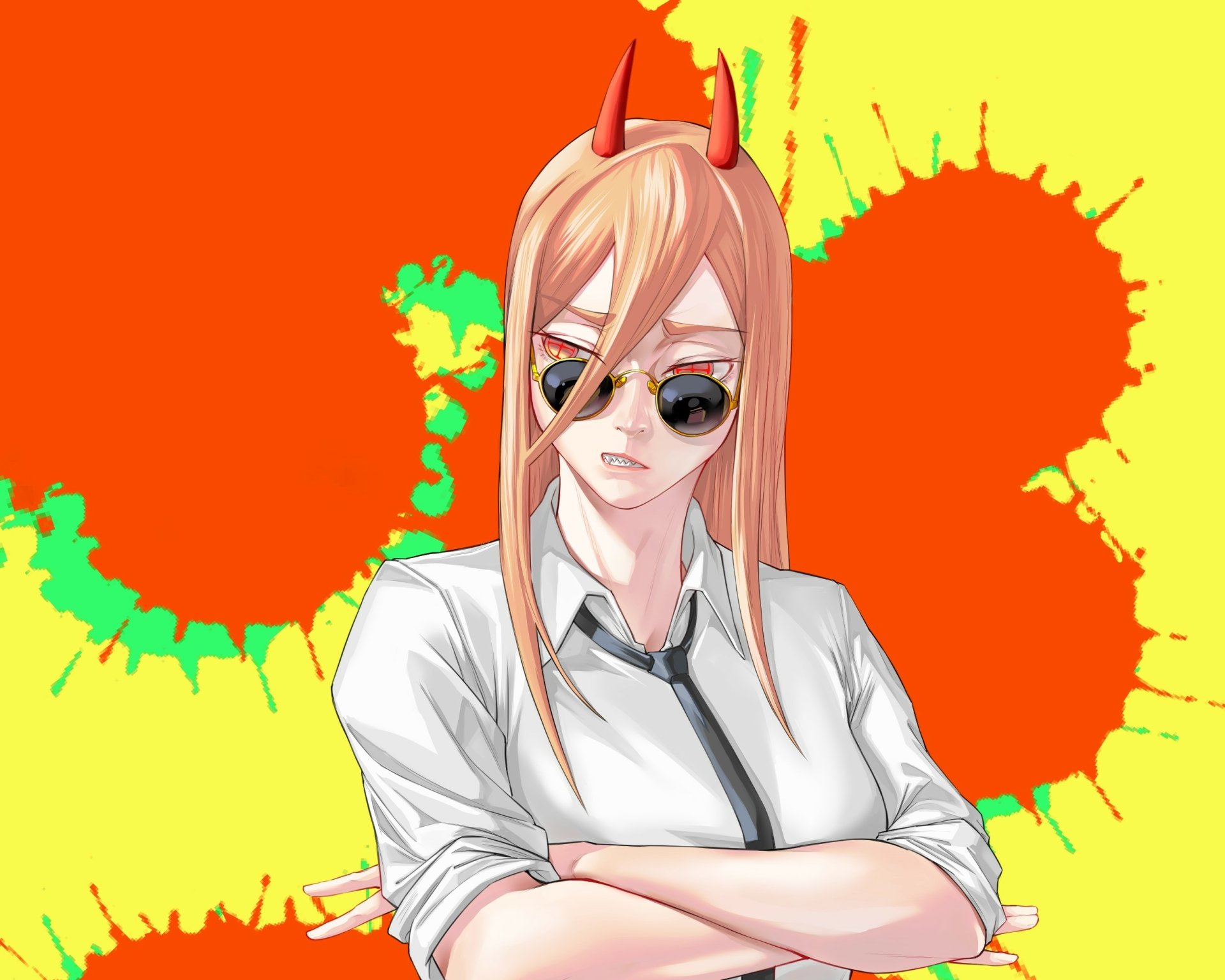 Power — Neon Splat HD Wallpaper (Chainsaw Man) by Young闲蛋 | 2506x2004 ...