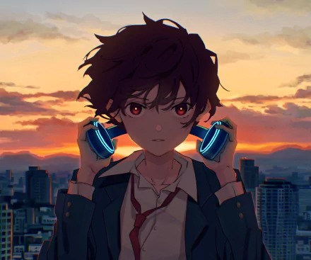 Anime boy vibe music headphones anime boy HD Desktop Wallpaper | Background Image