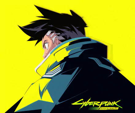 HD desktop wallpaper featuring David from the anime Cyberpunk: Edgerunners, showcasing bold colors and dynamic cyberpunk aesthetics.