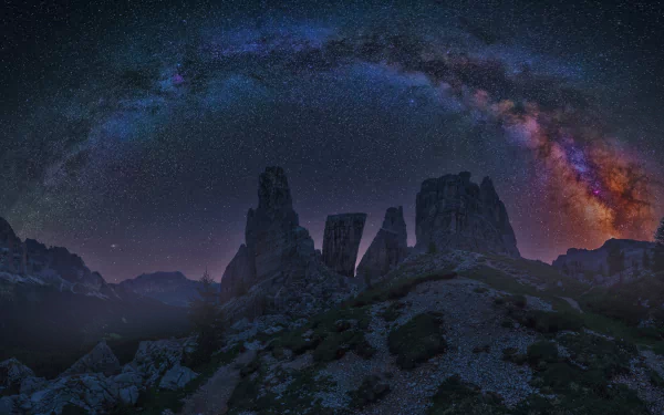  Dolomite Mountains at night with the Milky Way, Italy by Carlos Fernandez