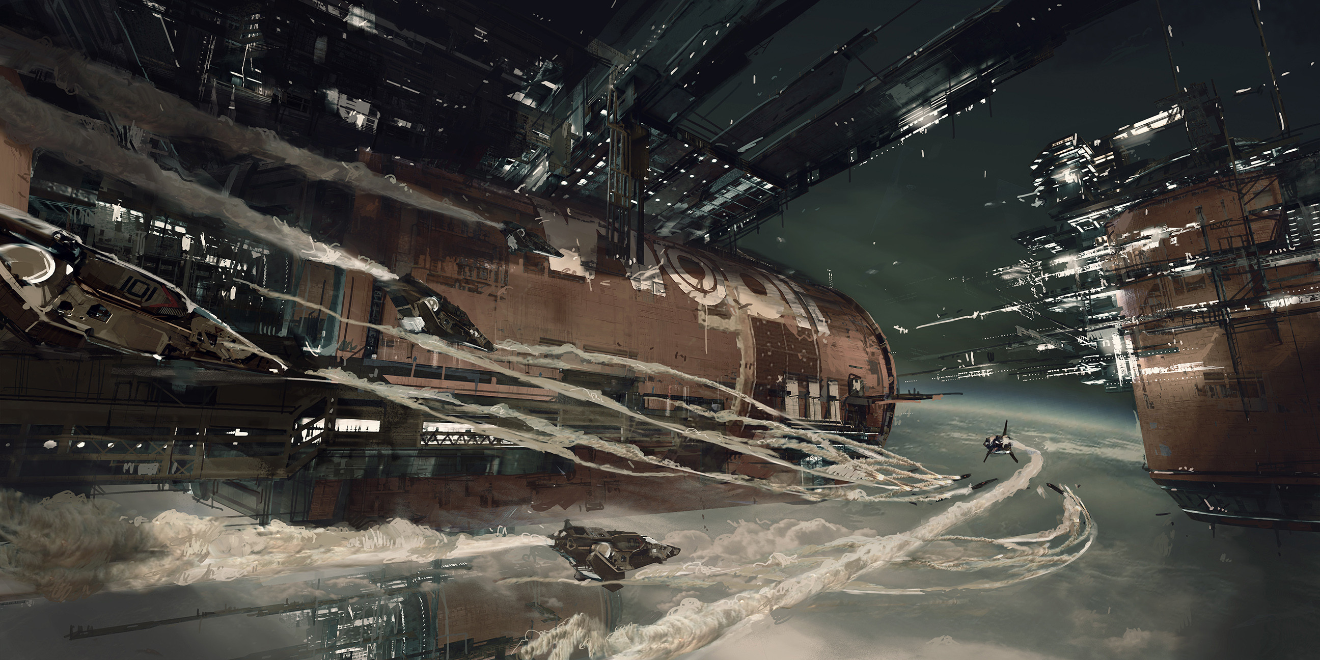 Download Sci Fi Space Station HD Wallpaper by Dzianis Klimashonak