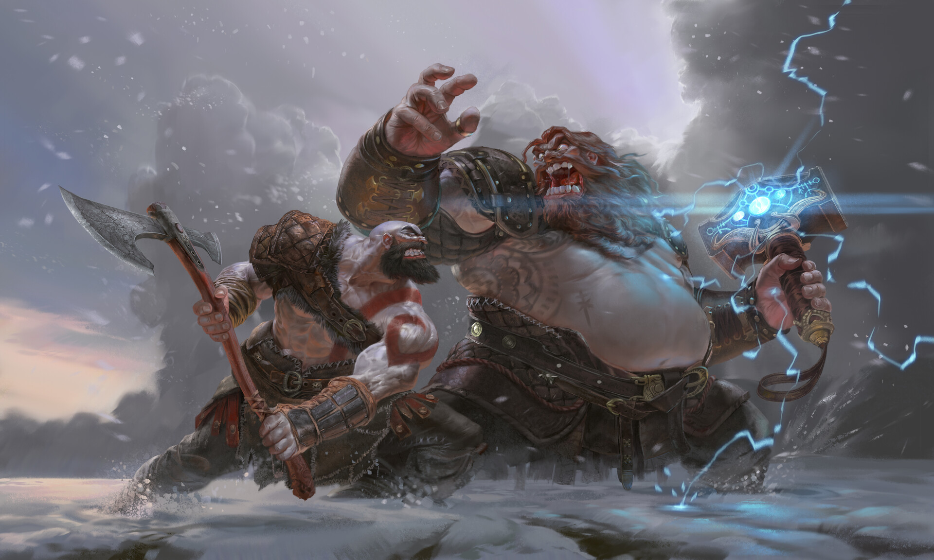 Kratos vs Thor by 文太 Evan Liu