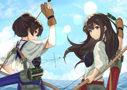 Akagi (Kancolle) Kaga (Kancolle) Anime Kantai Collection HD Desktop Wallpaper | Background Image
