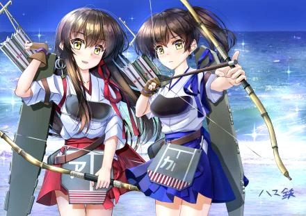 Akagi (Kancolle) Kaga (Kancolle) Anime Kantai Collection HD Desktop Wallpaper | Background Image