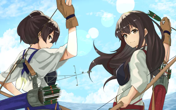 Akagi (Kancolle) Kaga (Kancolle) Anime Kantai Collection HD Desktop Wallpaper | Background Image