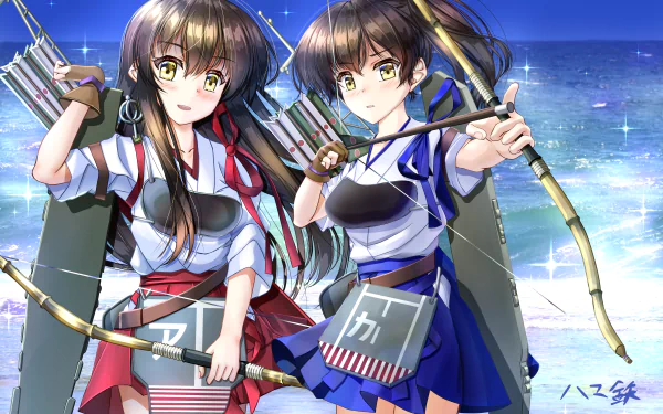 Akagi (Kancolle) Kaga (Kancolle) Anime Kantai Collection HD Desktop Wallpaper | Background Image