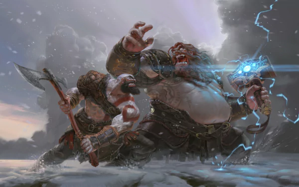  Kratos vs Thor by Eslam AboShady