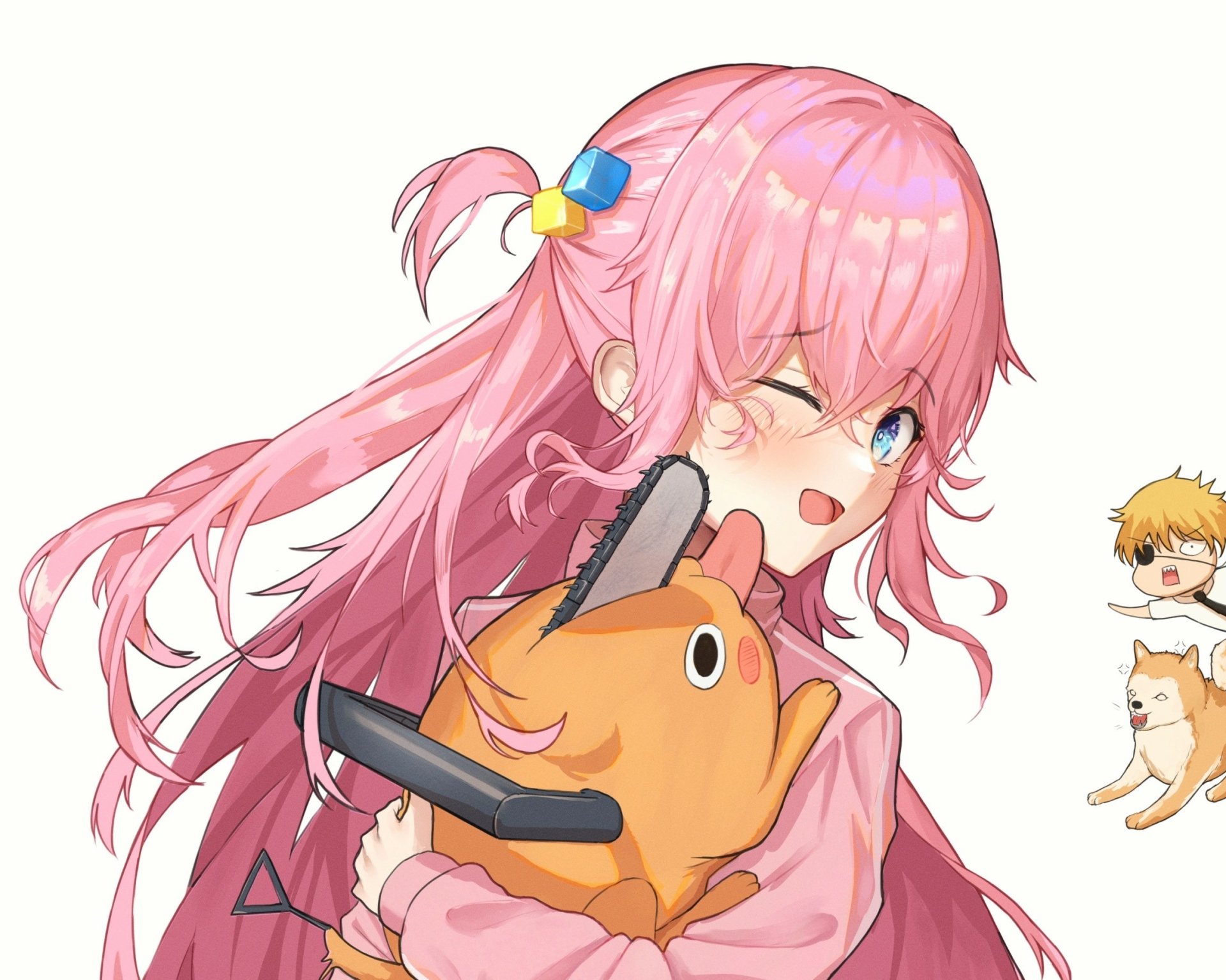 Download Pochita (Chainsaw Man) Hitori Gotou Anime Crossover HD Wallpaper by Ayloss