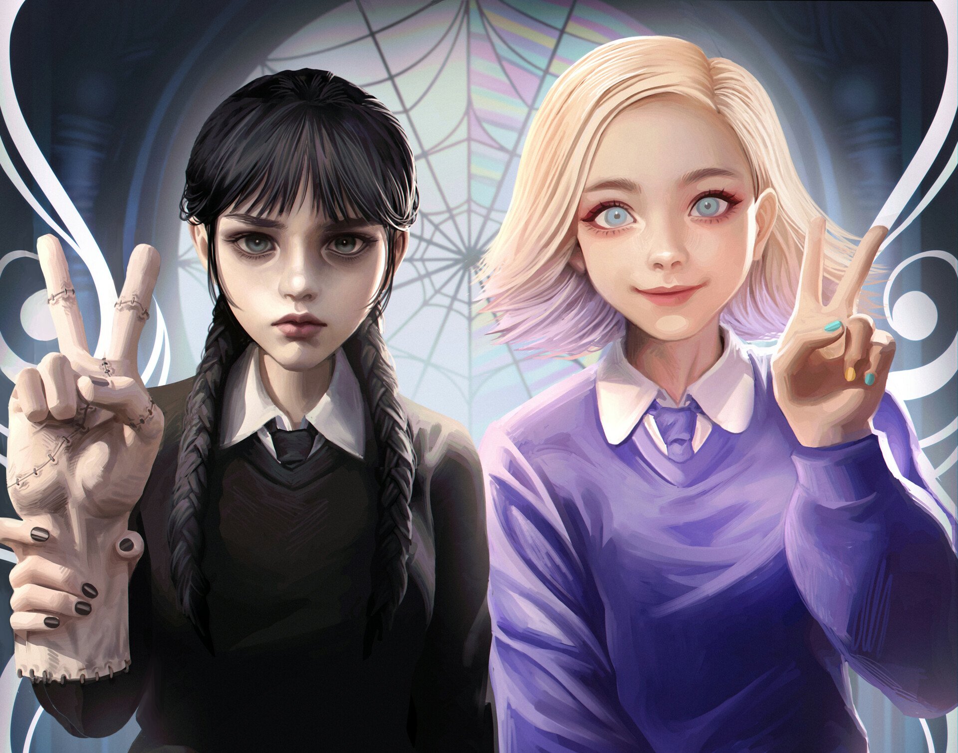 Thing, Wednesday & Enid (by Kris6758) in 2023 | Wednesday addams, Addams  family, Wednesday movie