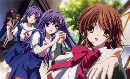 Akio Furukawa Sanae Furukawa Ryou Fujibayashi Kyou Fujibayashi Nagisa Furukawa Anime Clannad HD Desktop Wallpaper | Background Image