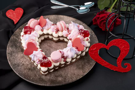 heart-shaped food cake HD Desktop Wallpaper | Background Image