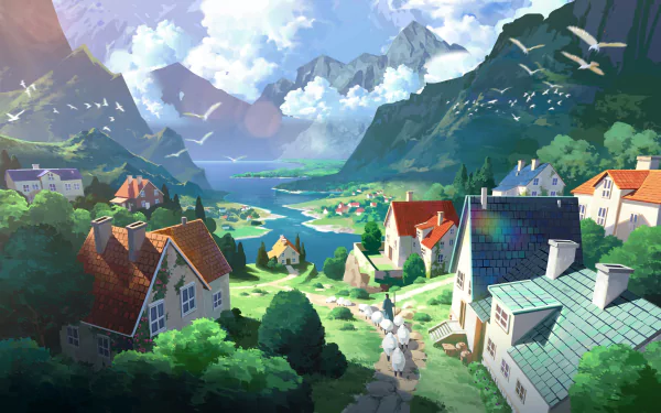  Town in Ghibli style by Kevin Gnutzmans