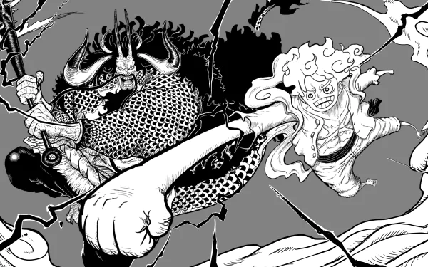 Gear 5 (One Piece) Monkey D. Luffy Kaido (One Piece) Anime One Piece Luffy Vs Kaido HD Desktop Wallpaper | Background Image