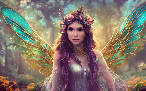 AI Art fantasy fairy HD Desktop Wallpaper | Background Image