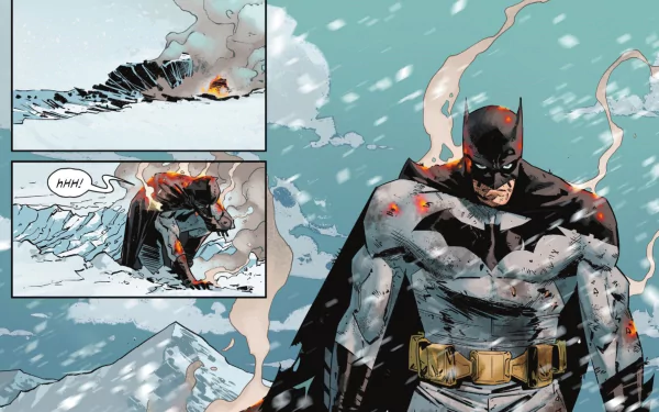 Bruce Wayne portrayed as Batman in a high-quality desktop wallpaper with a comic theme, showcasing a heroic and powerful character.