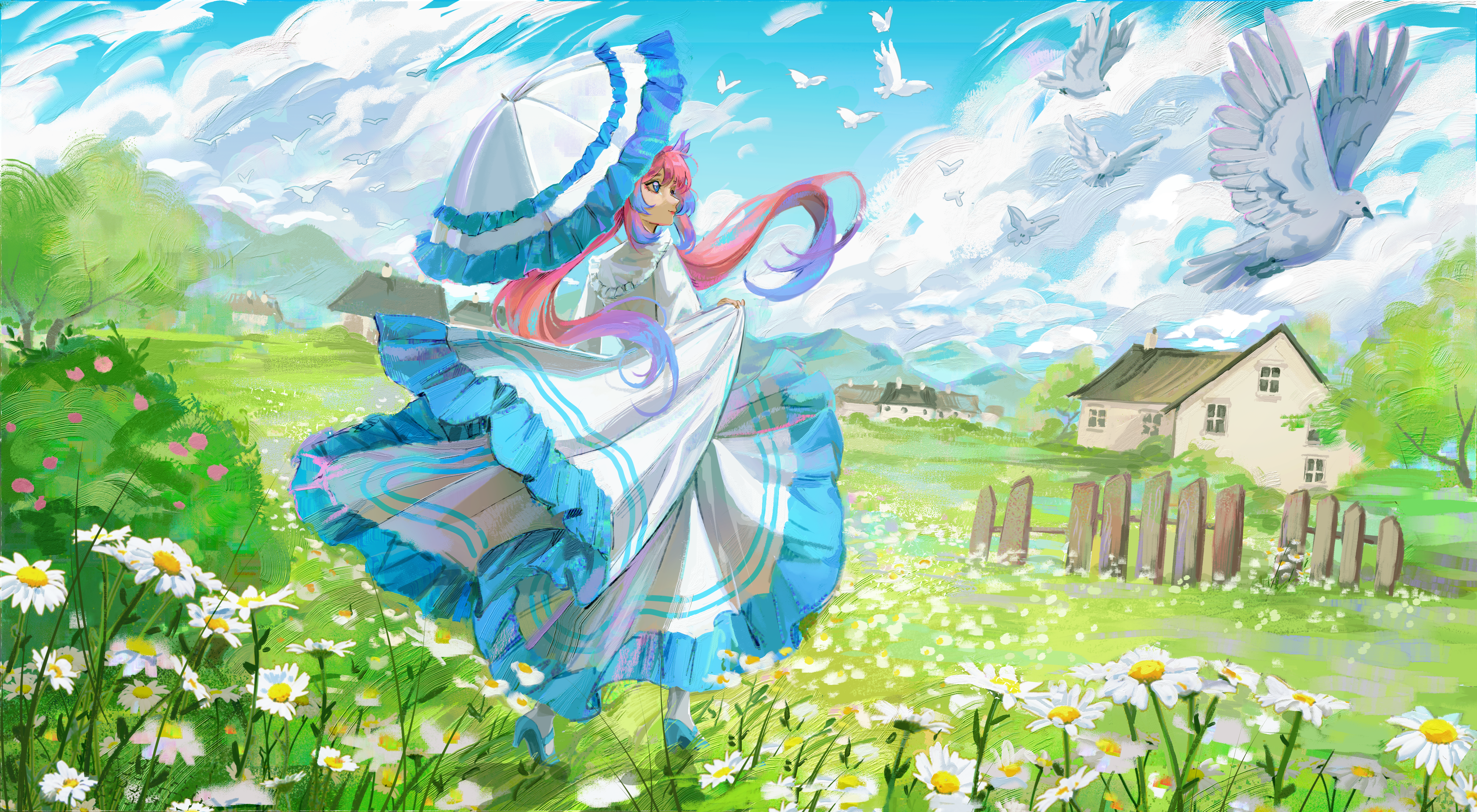 A stunning 4k wallpaper featuring sangonomya kokomi and her water elemental  magic