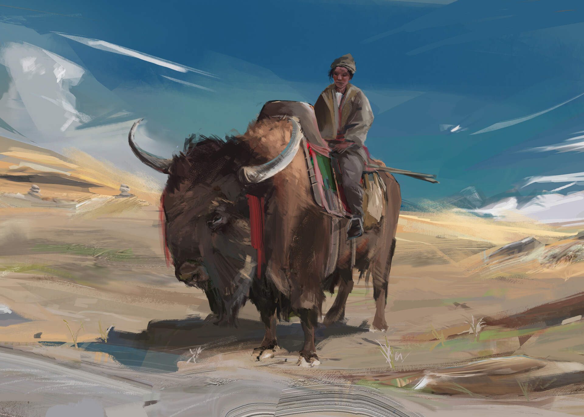 Traveler On His Bison by Kevin Loupia