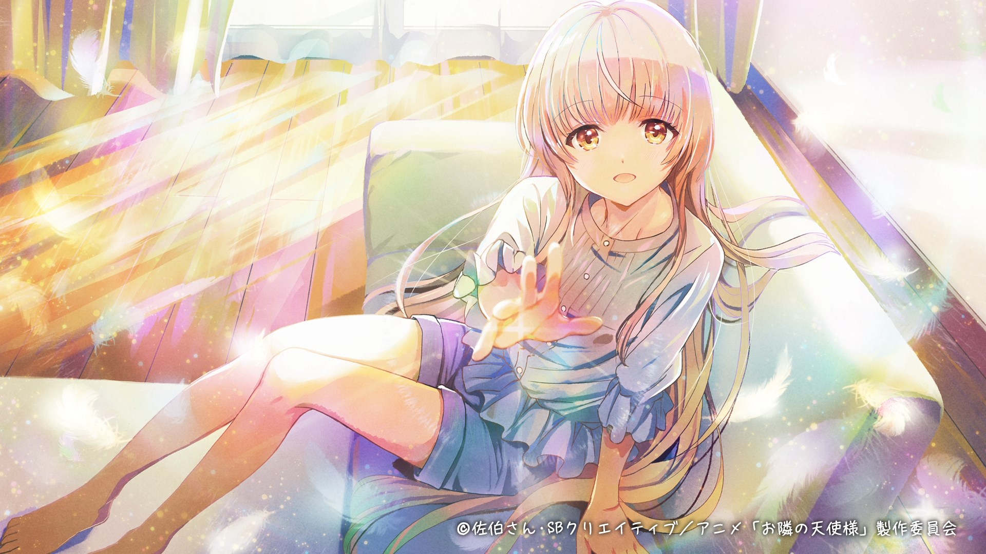 Mahiru Shiina from The Angel Next Door Spoils Me Rotten anime in a vibrant HD desktop wallpaper setting.