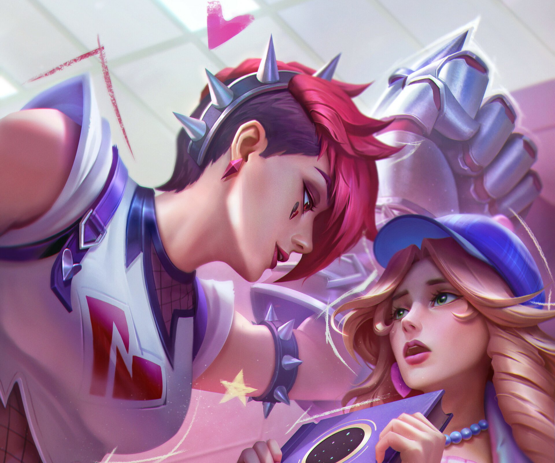 HD PC desktop wallpaper featuring VI from League of Legends in a dynamic and colorful video game art style.